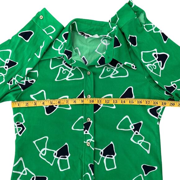 Vintage Eve Le Cog Kelly Green Geometric Print 2pc Set - Picture 6 of 11